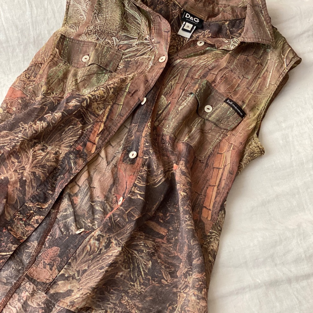 Authentic Vintage D&G Camo Button Up Tank